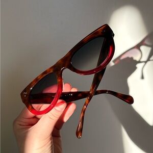 Celine Tortoiseshell to Red Gradient Cat Eye Sunglasses